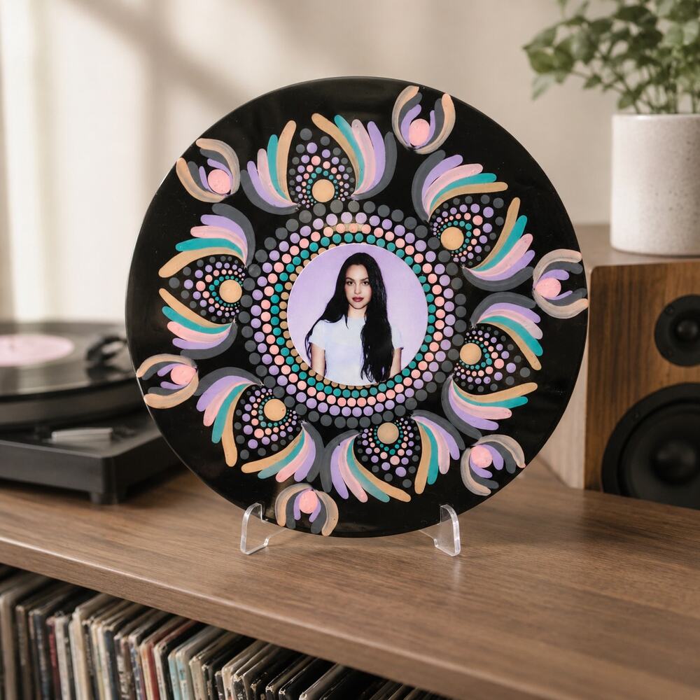 Olivia Rodrigo Hand Painted 10 Inch Mandala Record Wall Art